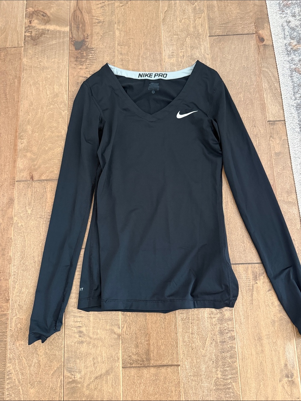 Nike Dri Fit Fitted Black V Neck long sleeve shirt